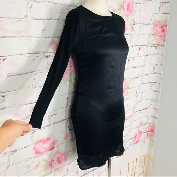 Reiss long sleeve silk front jersey back dress - Picture 3 of 8